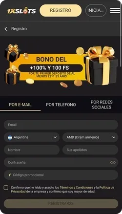 Registro en la aplicación
